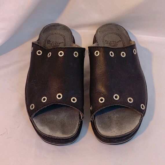 Chunky Dr. Martens grommet flatform slides