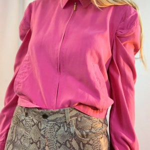 Veste à manches bouffantes rose chaud de soie Ralph Lauren image 5