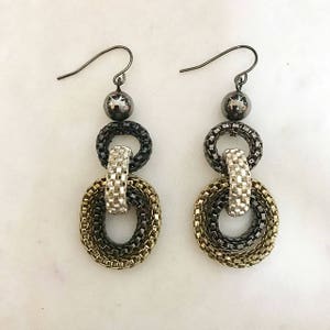 Multi box chain loop earrings