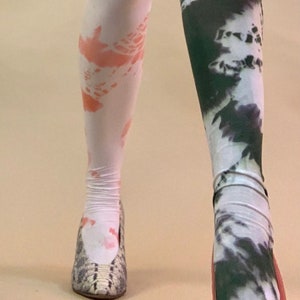 Hand Dyed Tie Dye Tights: Two-Tone Colorful Stockings