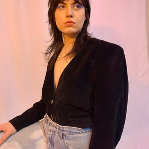 Black suede cropped blazer