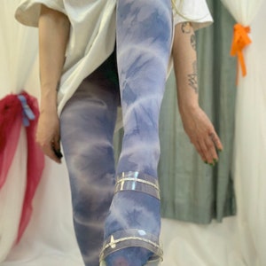 Hand-Dyed Tie Dye Tights: Denim Blue, Size Inclusive