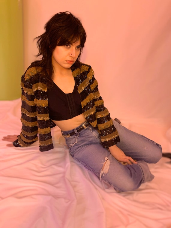 Sequin + appliqué sheer jacket - image 2