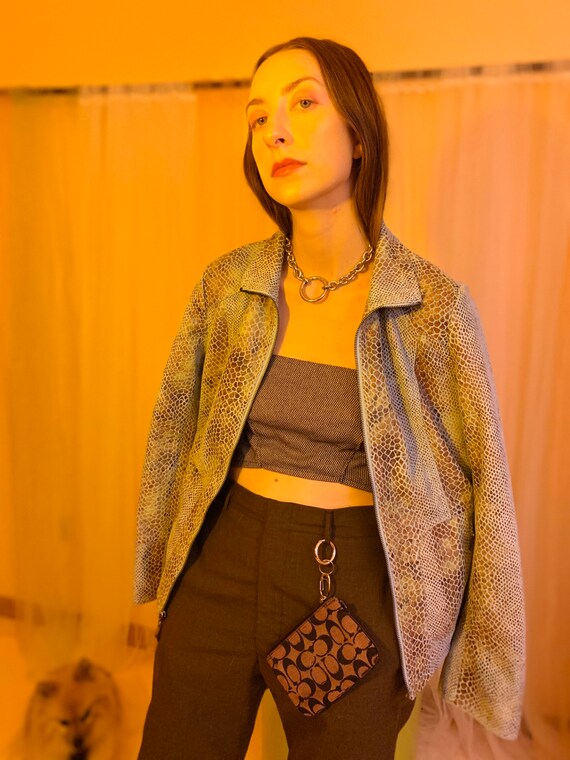 Snakeskin micro suede jacket