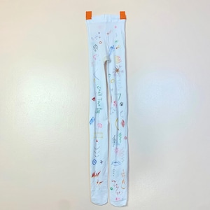 Hand-Drawn Doodle Art Tights: Customizable Recycled Nylon