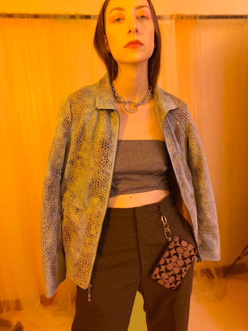 Snakeskin micro suede jacket