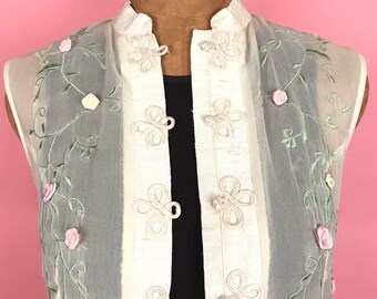 Sheer embroidered maxi jacket S