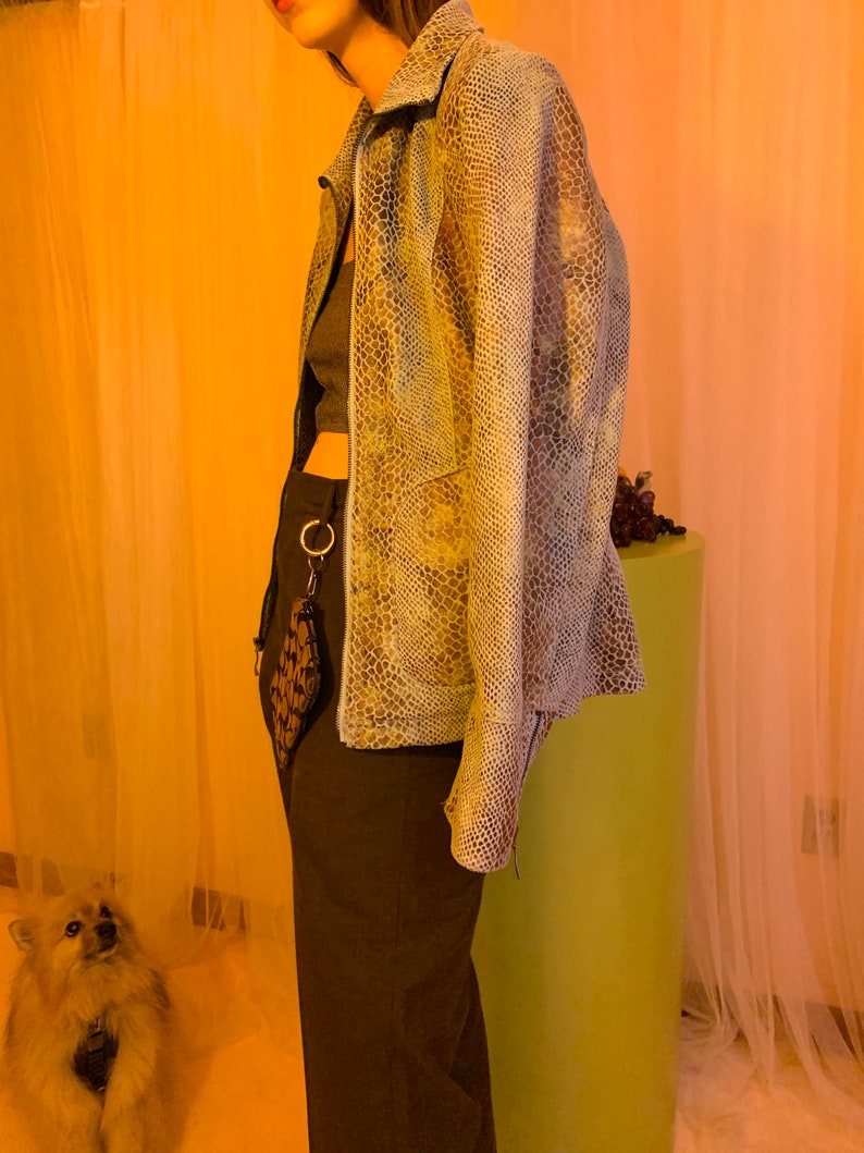 Snakeskin micro suede jacket