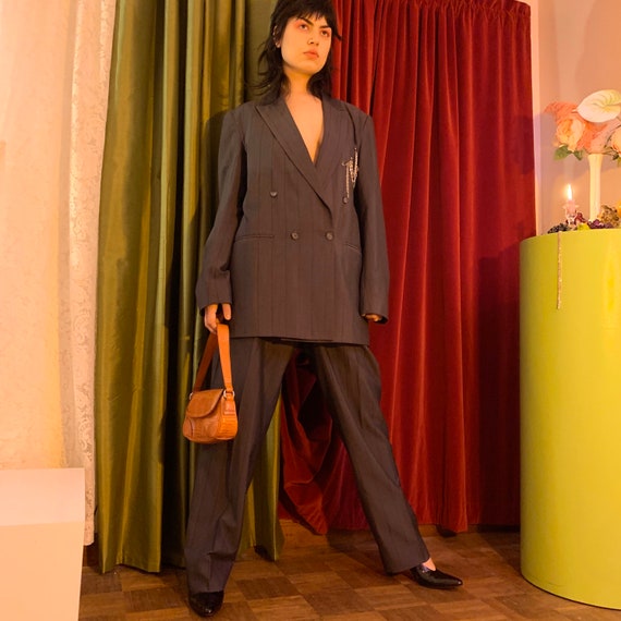Pinstripe menswear pant suit