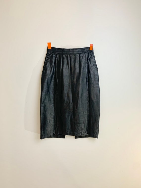 80’s leather pencil skirt