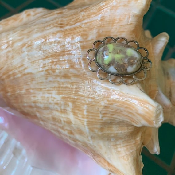 Filigree + stone flower barrette - image 1