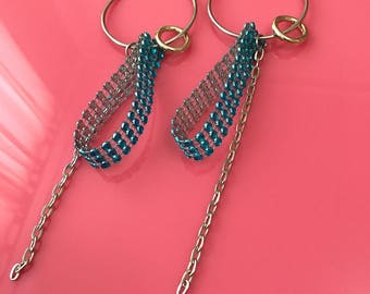 Sparkle chain drop hoops
