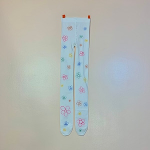 Hand Drawn Daisy Tights: Colorful Floral Design, Size Inclusive