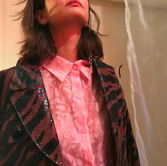 Sheer lace pink blouse