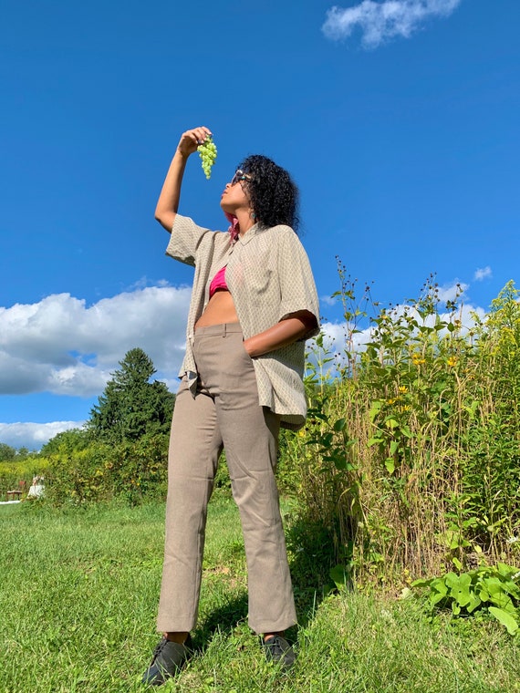 Silk argyle print button down - image 4