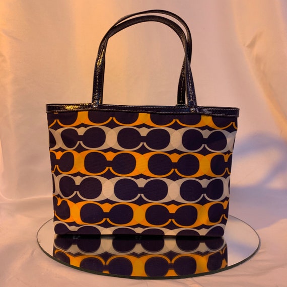 Patent + canvas mod mini Coach tote - image 7