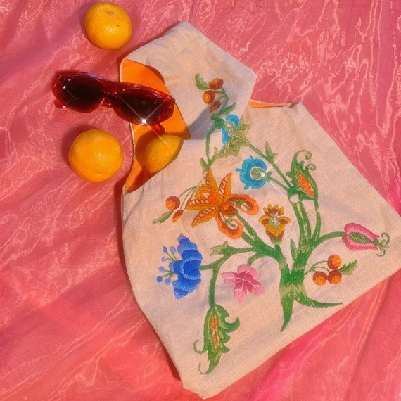 Mini cloth embroidered shopper bag - image 1