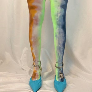 Recycled Tie Dye Tights: Neon Drip Dye, Size Inclusive