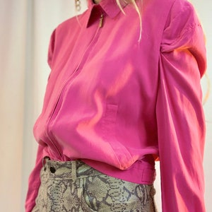 Veste à manches bouffantes rose chaud de soie Ralph Lauren image 3