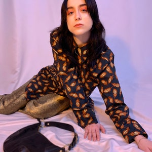 Men’s 80’s retro leaf print button down