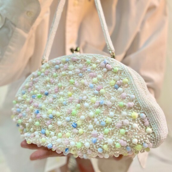 Italian glass seashell beaded purse - image 6