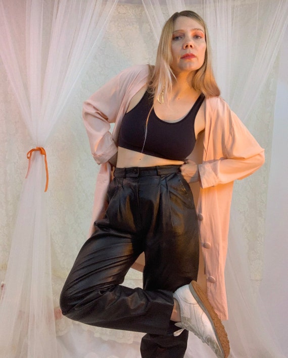 Pleated 80’s leather high rise pants