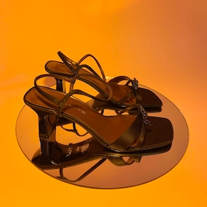 Rhinestone 90’s strappy satin heels