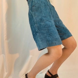 Charcoal blue suede hi rise shorts