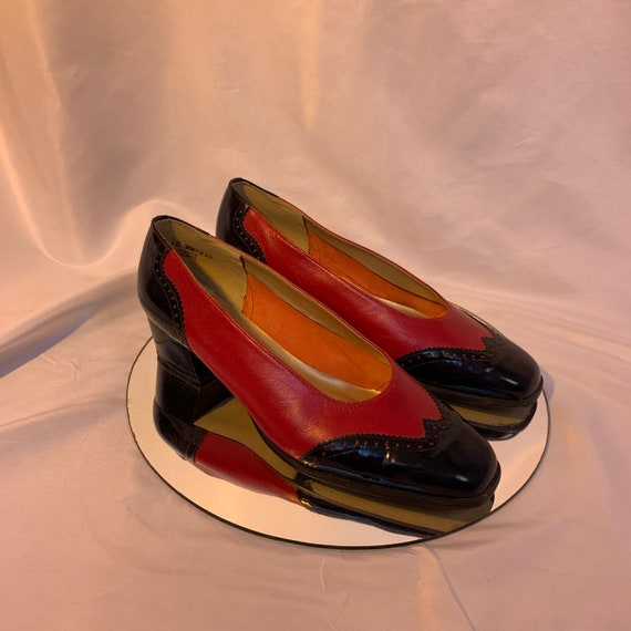 Patent wingtip brogue block heels - image 7