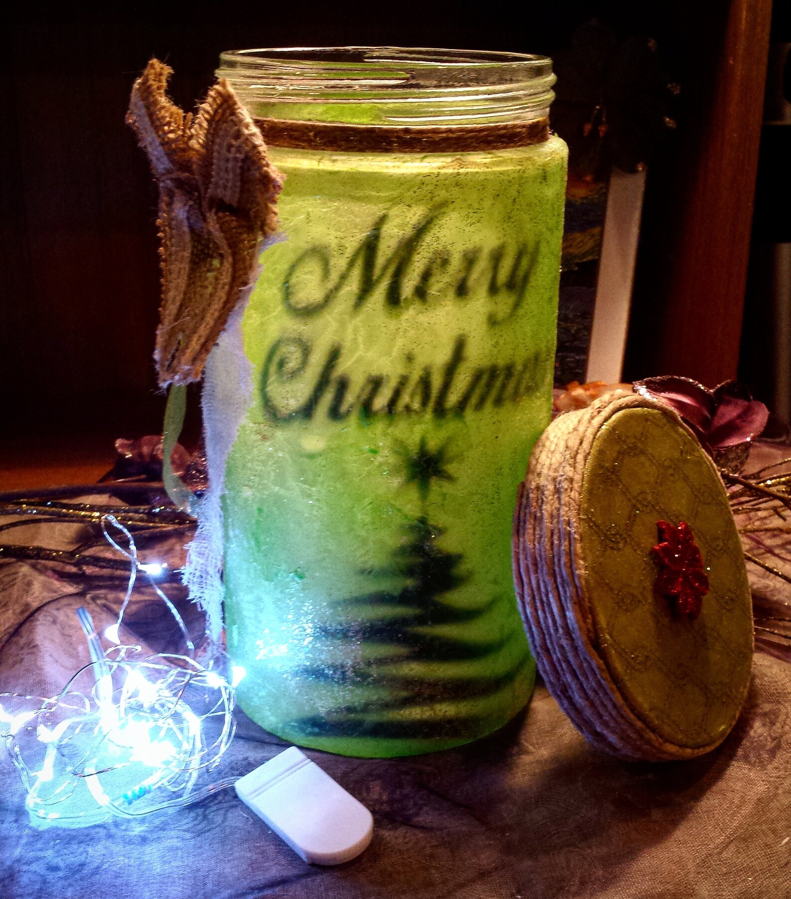 Christmas tree Glass Jar Light Merry Christmas Night Light Etsy