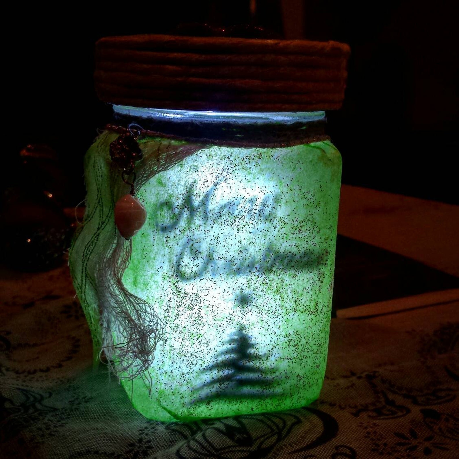 Christmas tree Glass Jar Light Merry Christmas Night Light Etsy