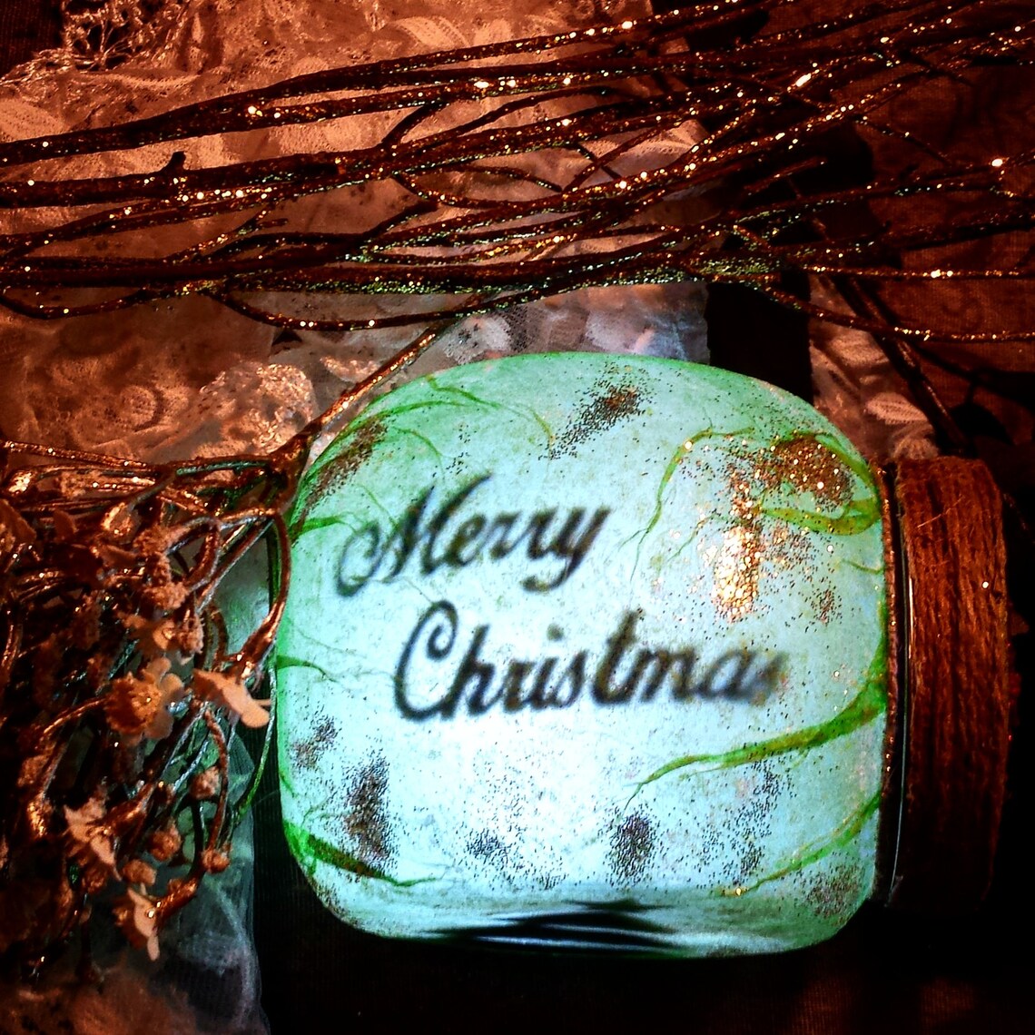Christmas tree Glass Jar Light Merry Christmas Night Light Etsy