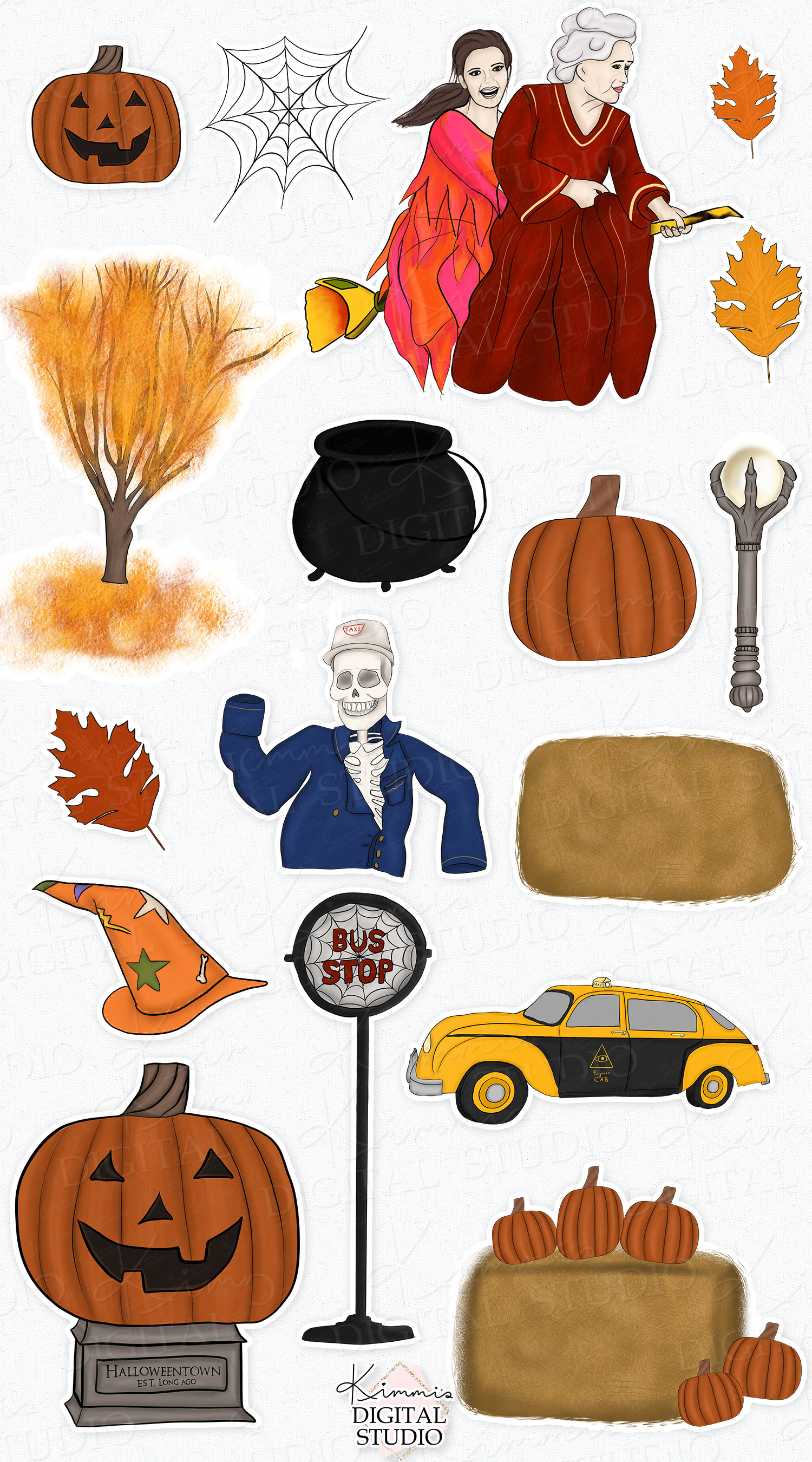 Magic Town Handdrawn Clipart Halloweentown Clipart Etsy Australia