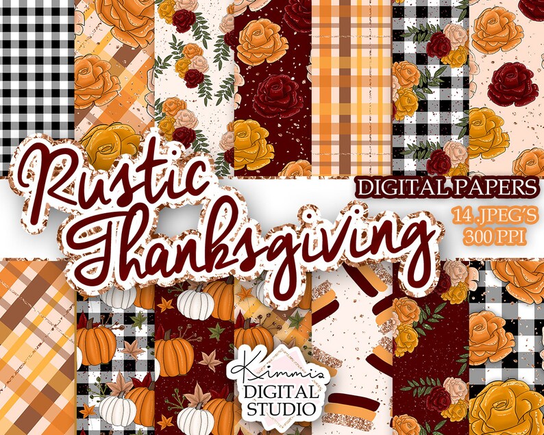 Download Rustic Thanksgiving Digital Paper Pack 12 Digital Papers Etsy
