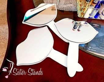 Hand-held Lip Mirror/ Lip Shape Mirror/ Vendor Mirror/ Makeup Mirror/ LipSense Stand/ Lipsense Display