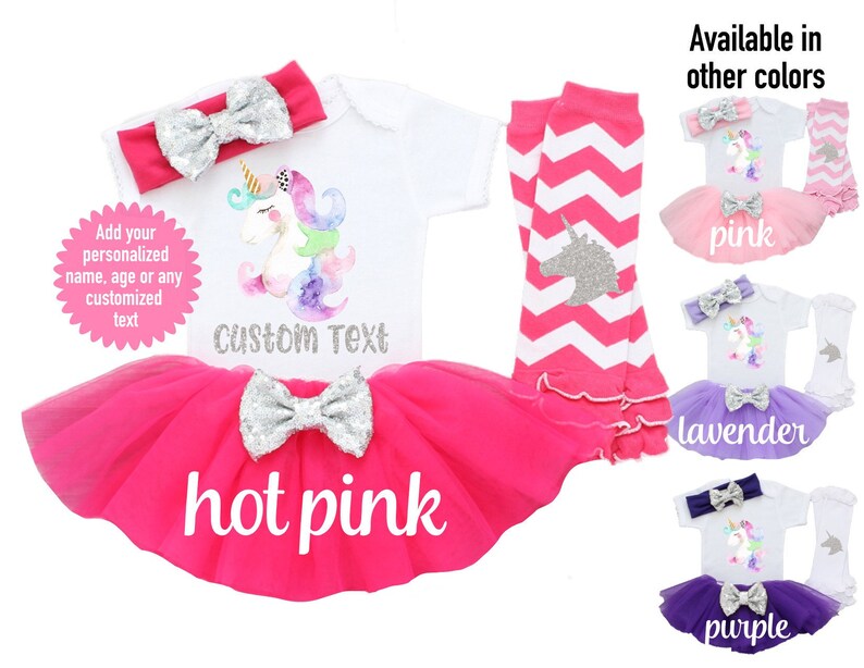 Birthday Unicorn Shirt and Tutu Skirt Personalzied Unicorn Outfit For Girl Pink Unicorn Birthday Dress Unicorn First Birthday Outfit Girl
