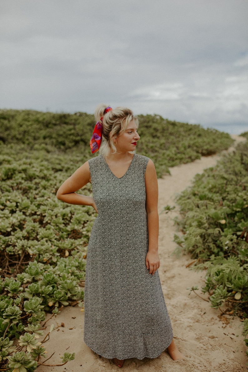90s Vintage Floral Midi Dress
