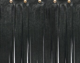 Expo Int'l 5 Faux Leather Fringe w/ Studded Header by The Yard, Black