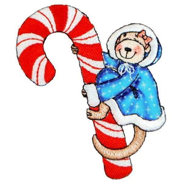 Expo BaZooples Iron-on Patch Applique/Patch Molly Monkey on Candy Cane
