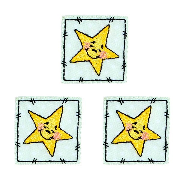 Expo BaZooples Iron-on Patch Applique Small Smiley Star Patch Pack of 3