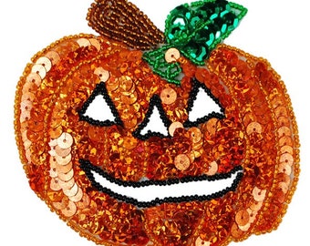 4 1/4" x 4" Jack Junior Pumpkin Sequin Applique/Patch