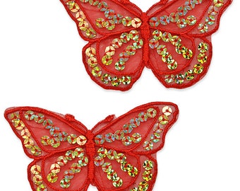 Iron-On Butterfly Sequin Applique/Patch Pack of 2