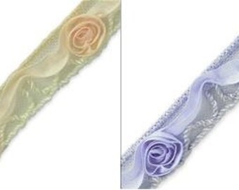 Expo Ribbon Rosette w / Small Rosebud Trim (per yard)