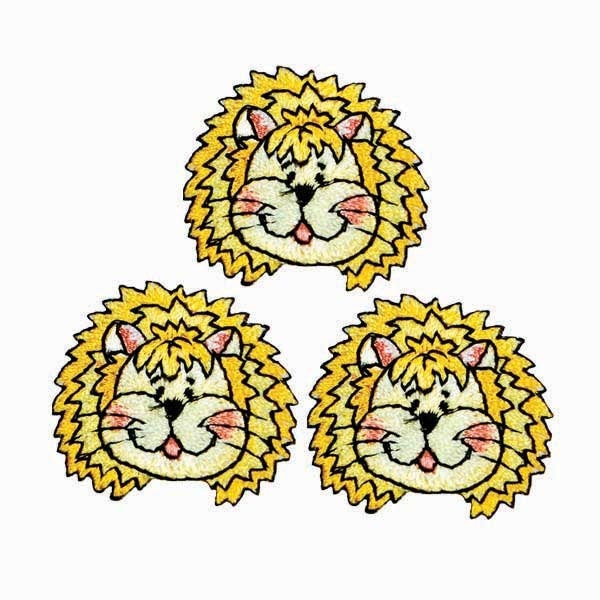 Expo BaZooples Iron-on Patch Applique Lester Lion Head Pack of 3