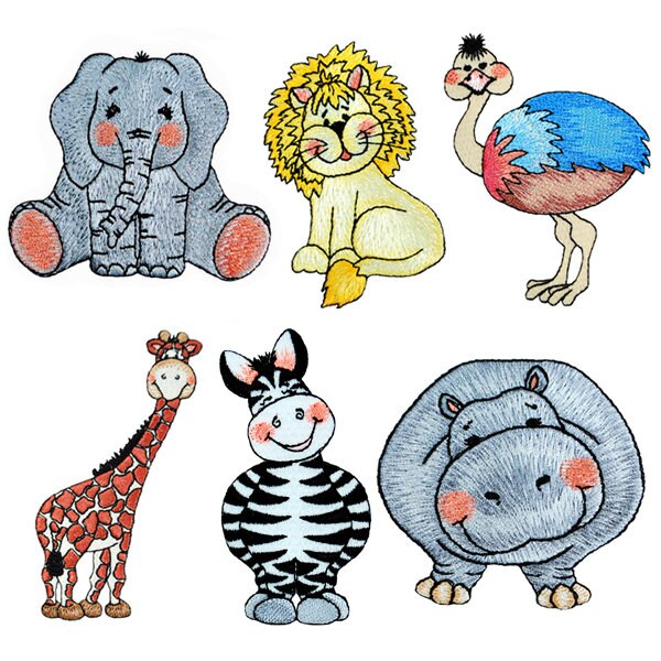 6 Piece Bazooples Iron On Animal Character Collection