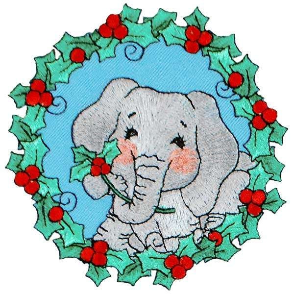 BaZooples Iron-on Patch Applique/Patch Elsie Elephant in Wreath - Clearance