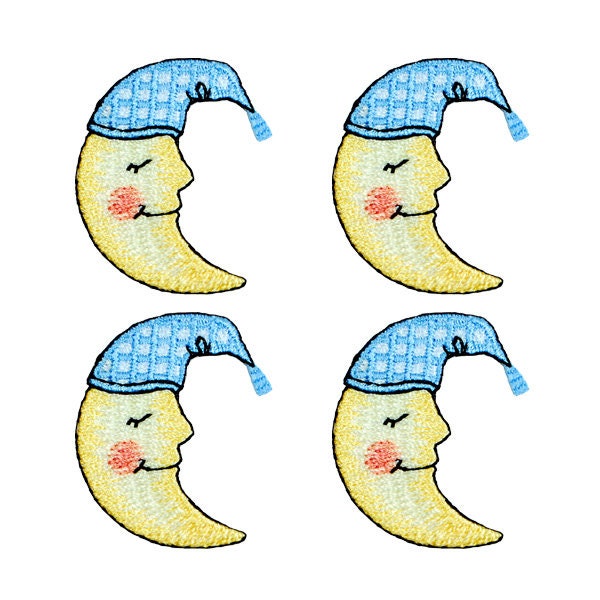 BaZooples Iron-on Patch Applique/Patch Man in Moon with Hat Pack of 4