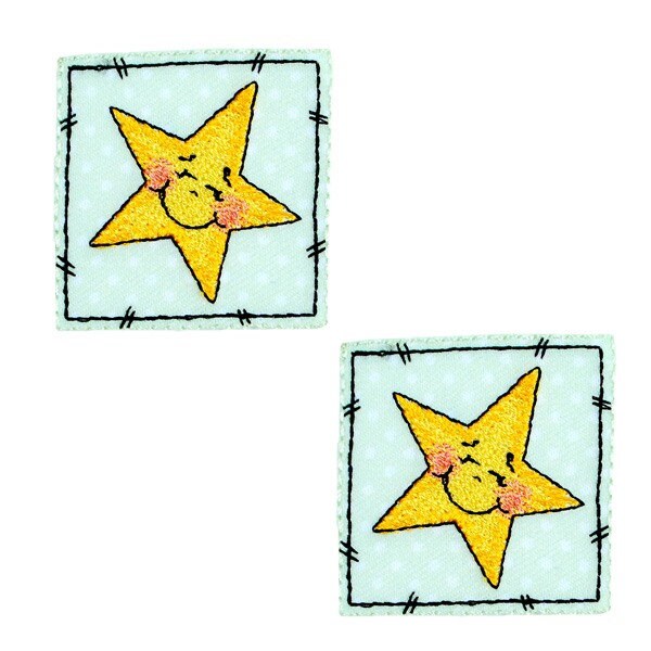 BaZooples Iron-on Patch Applique/Patch Smiley Star Patch Pack of 2