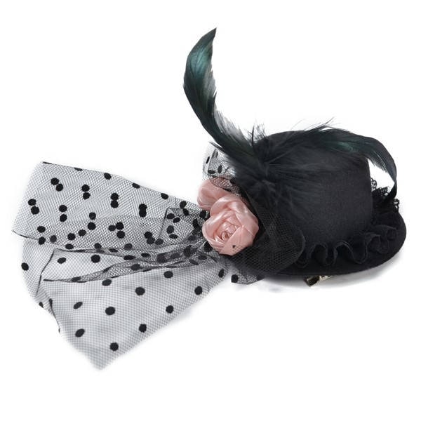 Lindsey Fascinator Mini Top Hat with Pink Satin Roses