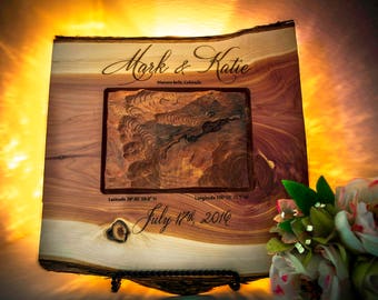 Custom made 3D topographic relief of that most special place (can be made large enough for guestbook)